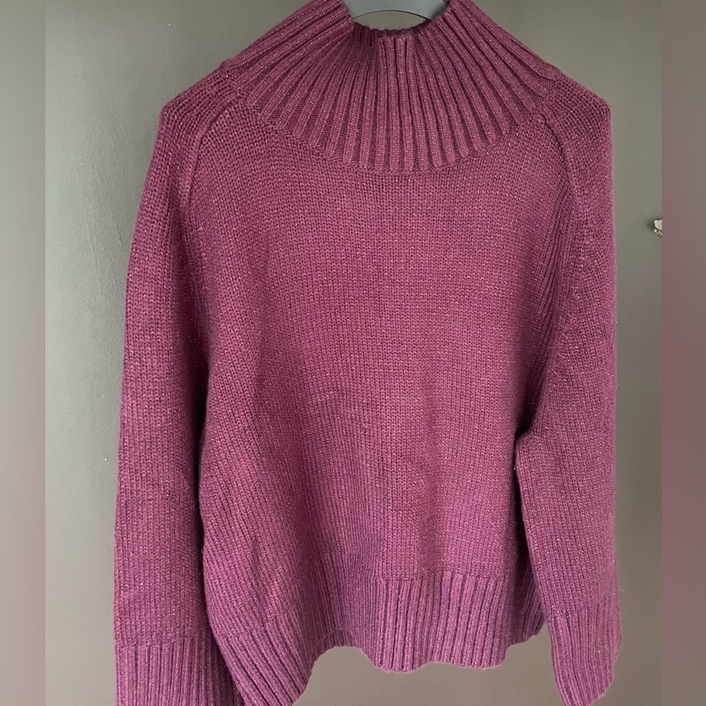 NWT Ann Taylor Burgundy Metallic Sweater Size L